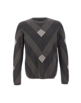 EMPORIO ARMANI Maglia in cotone con fantasia jacquard BLUE Uomo 