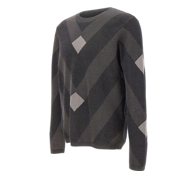 EMPORIO ARMANI Maglia in cotone con fantasia jacquard BLUE Uomo 