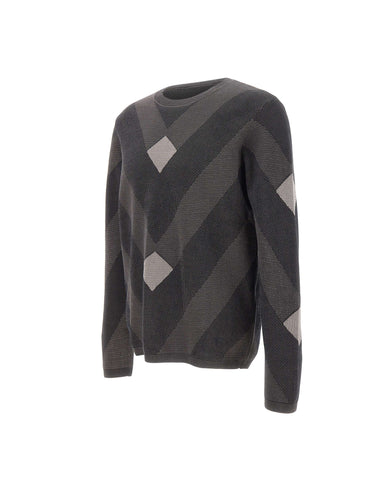 EMPORIO ARMANI Maglia in cotone con fantasia jacquard BLUE Uomo 