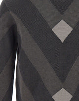 EMPORIO ARMANI Maglia in cotone con fantasia jacquard BLUE Uomo 
