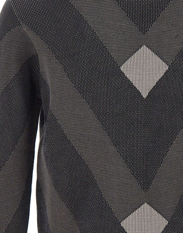 EMPORIO ARMANI Maglia in cotone con fantasia jacquard BLUE Uomo 