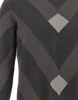 EMPORIO ARMANI Maglia in cotone con fantasia jacquard BLUE Uomo 