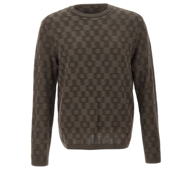 EMPORIO ARMANI Maglia in lana a punto fantasia BROWN Uomo 