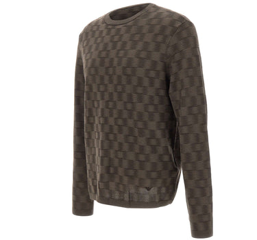 EMPORIO ARMANI Maglia in lana a punto fantasia BROWN Uomo 