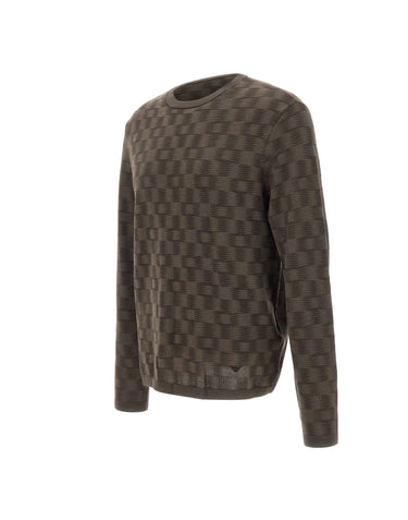 EMPORIO ARMANI Maglia in lana a punto fantasia BROWN Uomo 