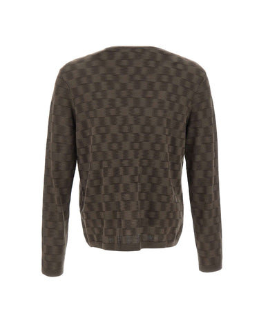 EMPORIO ARMANI Maglia in lana a punto fantasia BROWN Uomo 