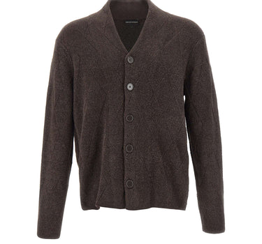EMPORIO ARMANI Cardigan in misto lana vergine BROWN Uomo 