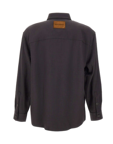 EMPORIO ARMANI Camicia in lana vergine GREY Uomo 