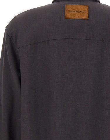 EMPORIO ARMANI Camicia in lana vergine GREY Uomo 