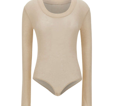 ENTIRE STUDIOS "Circle Neck Bodysuit" BEIGE Donna 