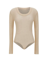 ENTIRE STUDIOS "Circle Neck Bodysuit" BEIGE Donna 