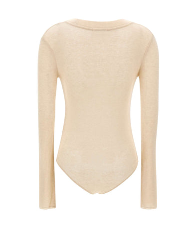 ENTIRE STUDIOS "Circle Neck Bodysuit" BEIGE Donna 