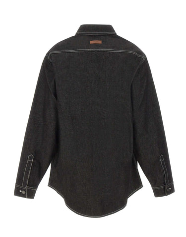 ENTIRE STUDIOS Camicia in denim grezzo BLACK Unisex 