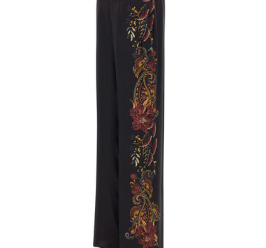 ETRO Pantaloni in seta con stampa Paisley floreale BLACK Donna 