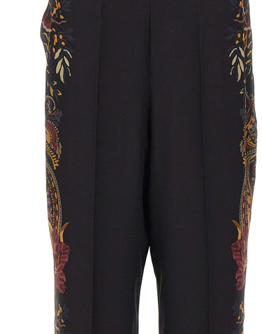 ETRO Pantaloni in seta con stampa Paisley floreale BLACK Donna 