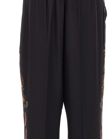 ETRO Pantaloni in seta con stampa Paisley floreale BLACK Donna 