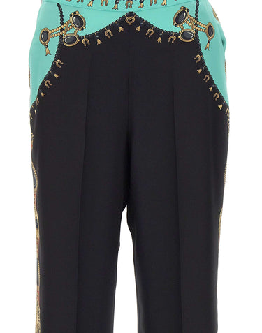 ETRO Pantaloni in seta con stampa gioielli BLACK Donna 