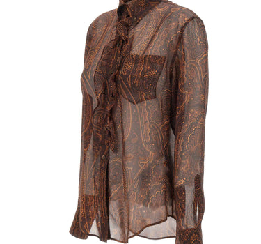 ETRO Camicia in seta con pettorina BROWN Donna 