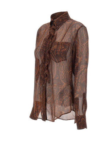 ETRO Camicia in seta con pettorina BROWN Donna 