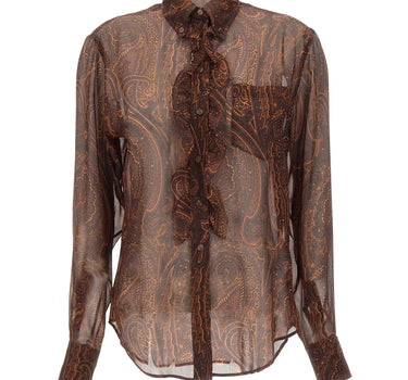 ETRO Camicia in seta con pettorina BROWN Donna 