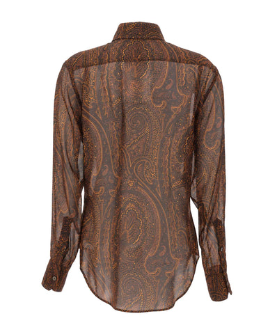 ETRO Camicia in seta con pettorina BROWN Donna 