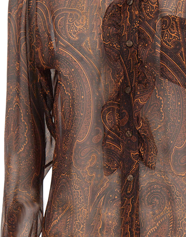 ETRO Camicia in seta con pettorina BROWN Donna 