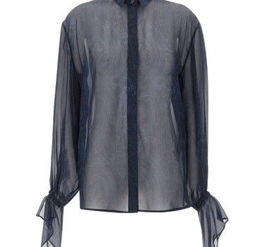 ETRO Camicia in chiffon di seta BLUE Donna 