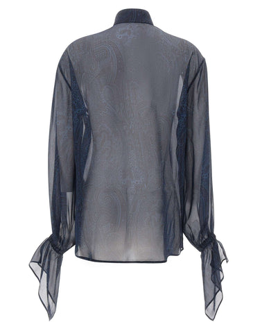 ETRO Camicia in chiffon di seta BLUE Donna 