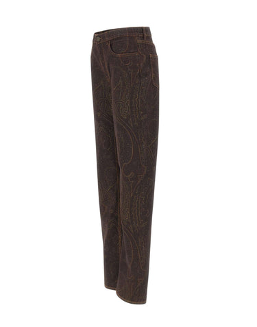 ETRO Jeans dritti con stampa paisley BROWN Donna 
