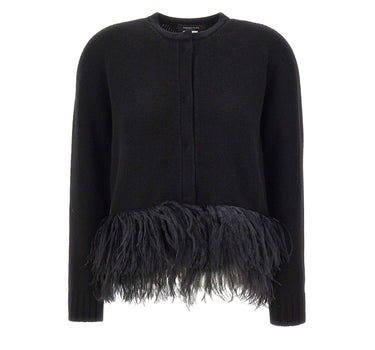FABIANA FILIPPI Cardigan in misto lana con piume BLACK Donna 