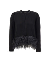 FABIANA FILIPPI Cardigan in misto lana con piume BLACK Donna 