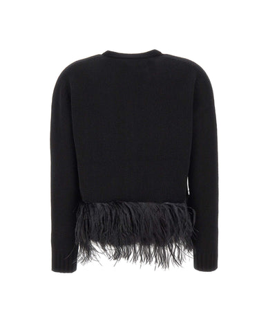FABIANA FILIPPI Cardigan in misto lana con piume BLACK Donna 