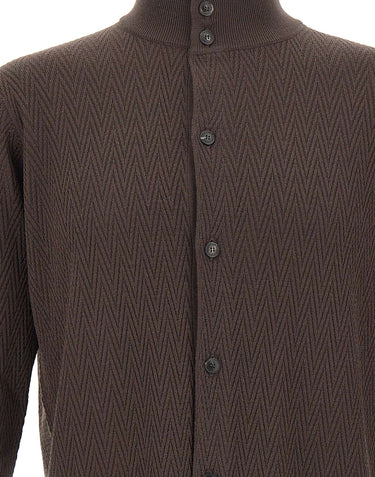 FILIPPO DE LAURENTIIS Cardigan in lana merino superfine BROWN Uomo 