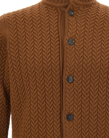 FILIPPO DE LAURENTIIS Cardigan in lana intrecciata BROWN Uomo 
