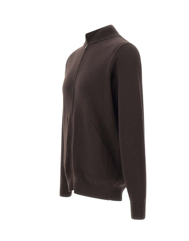 FILIPPO DE LAURENTIIS Cardigan in lana merino con zip BROWN Uomo 