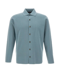 FILIPPO DE LAURENTIIS Camicia in lana merino superfine Light Blue Uomo 