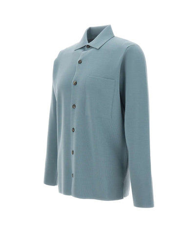 FILIPPO DE LAURENTIIS Camicia in lana merino superfine Light Blue Uomo 