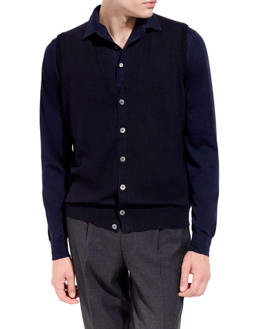 FILIPPO DE LAURENTIIS Gilet in lana merino superifne BLUE Uomo 