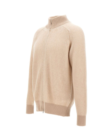 FILIPPO DE LAURENTIIS Cardigan con zip in lana e cashmere BEIGE Uomo 