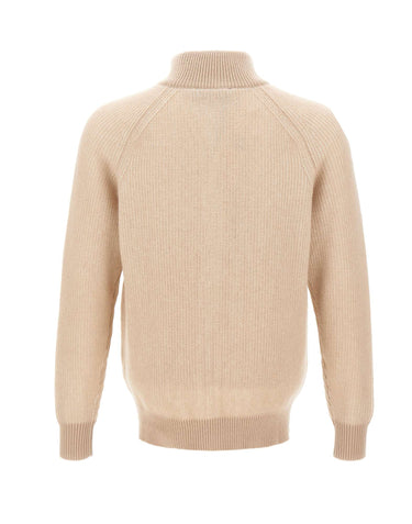 FILIPPO DE LAURENTIIS Cardigan con zip in lana e cashmere BEIGE Uomo 
