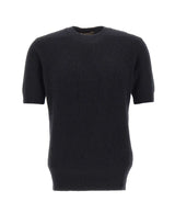 FILIPPO DE LAURENTIIS Maglia a maniche corte in cashmere e seta BLACK Uomo 