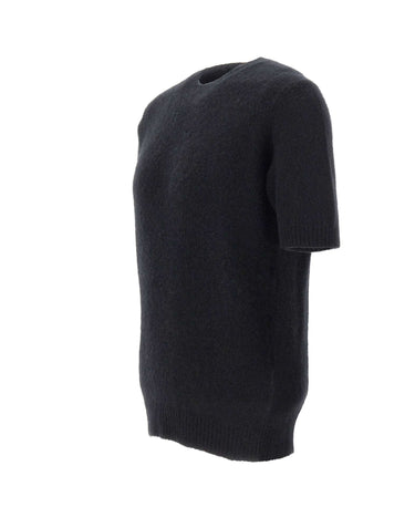 FILIPPO DE LAURENTIIS Maglia a maniche corte in cashmere e seta BLACK Uomo 