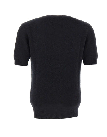 FILIPPO DE LAURENTIIS Maglia a maniche corte in cashmere e seta BLACK Uomo 