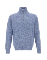 FILIPPO DE LAURENTIIS Maglia in lana a mezza zip Light Blue Uomo 