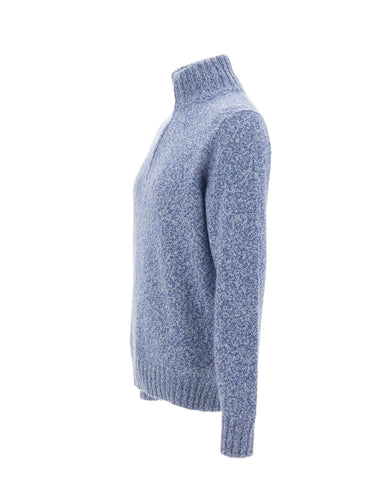 FILIPPO DE LAURENTIIS Maglia in lana a mezza zip Light Blue Uomo 