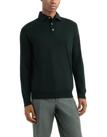 FILIPPO DE LAURENTIIS Polo in lana merino superfine GREEN Uomo 