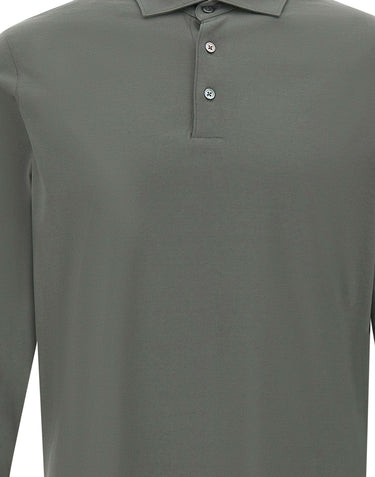 FILIPPO DE LAURENTIIS Polo a manica lunga in cotone GREEN Uomo 