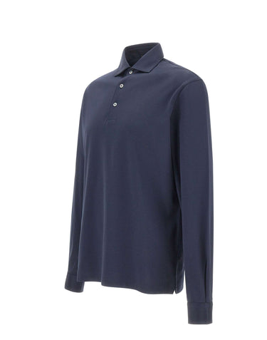 FILIPPO DE LAURENTIIS Polo a manica lunga in cotone BLUE Uomo 