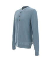 FILIPPO DE LAURENTIIS Maglia serafino in lana superfine Light Blue Uomo 