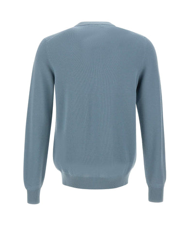 FILIPPO DE LAURENTIIS Maglia serafino in lana superfine Light Blue Uomo 